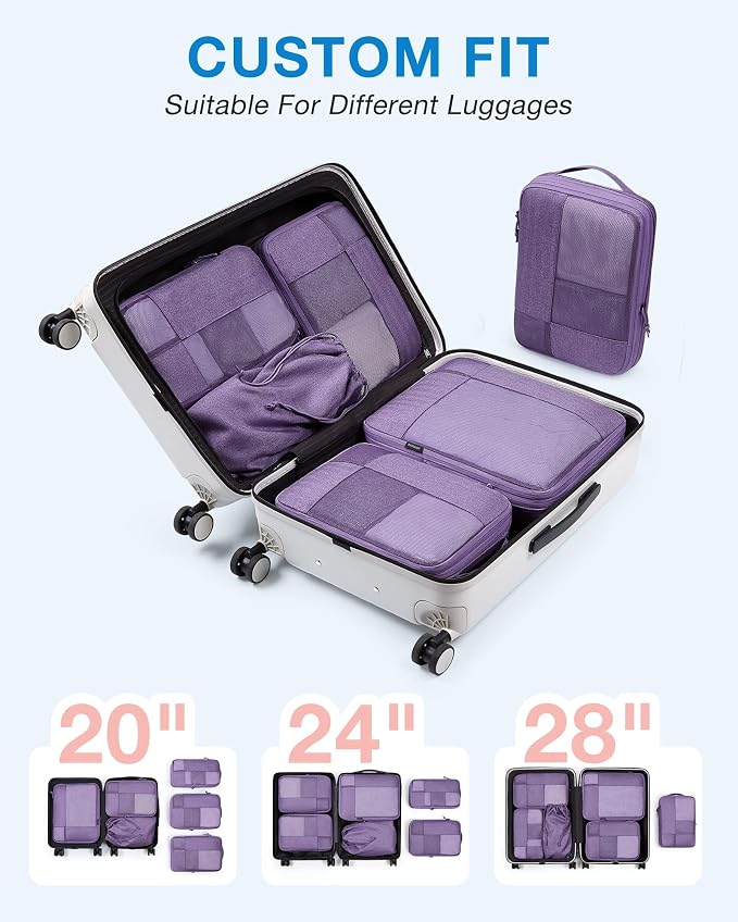 BAGSMART Compression Packing Cubes for Travel, 6 Set Luggage Organizer Bags | Fits 20/24/28in Carry-On Suitcases, Compressible Bags Streamline Cruise Travel Essentials, Sturdy Handles, Machine Washable - Image 3