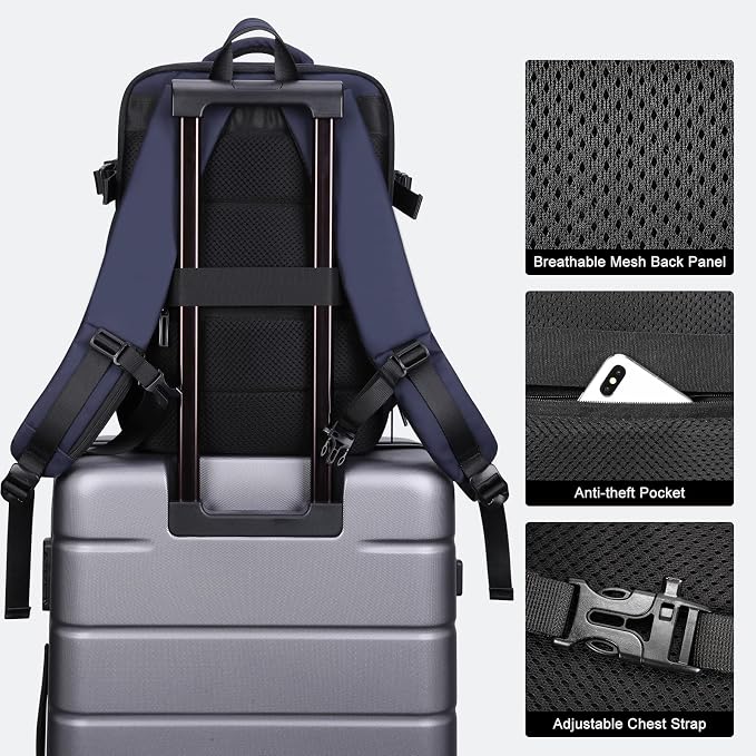 HOMIEE 40L Expandable Carry on Backpack Fit 15.6 Inch Laptop for Travel | USB Charging Port TSA Approved Waterproof Luggage Suitcase Personal Item Backpack - Image 5