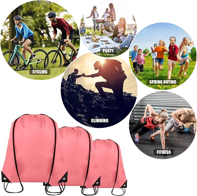 Grneric 20 Pieces Drawstring Backpack Bulk Cinch Sackpack Ployster Drawstring Bags for Gym Party Trip(Peachy) - Image 6