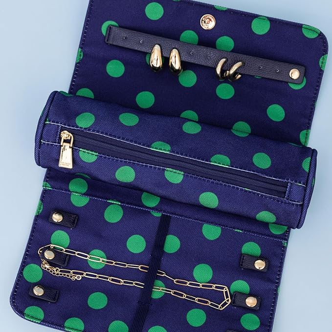 kate spade new york Travel Jewelry Roll, Sonnet Dot | Fabric Jewelry Case Organizer for Women, Cute Jewelry Organization Holds Necklaces, Rings, Bracelets with Zipper Pocket - Image 5