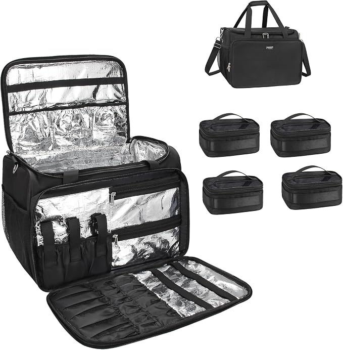 MONSTINA Hairdressing Bag with 4 small bag, Hairstylist Travel Bag, Professional Cosmetics Beauty Hairdresser Bag with Shoulder Strap, Hair Makeup Salon Organizer Bag for Barber Insulation Material by MONSTINA