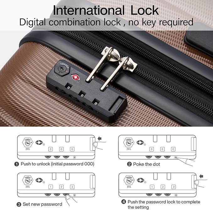 Hanke 20 Inch Expandable Carry on Luggage 22x14x9 Airline Approved Lightweight PC Hard Shell Suitcases with Wheels Tsa Luggage Rolling Suitcase Travel Luggage Bag for Weekender(Brown) - Image 8