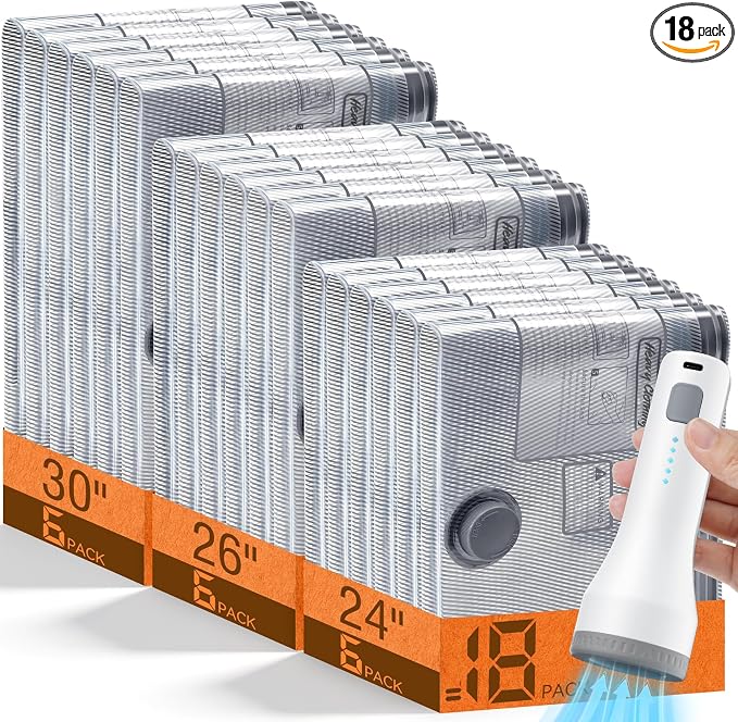 18 Pack Vacuum Storage Bags for Travel with Rechargeable Cordless Pump, Space Saver Bags for Clothes, Compression Packing Bags for Luggage and Suitcase, 18 Combo Size by lezecur