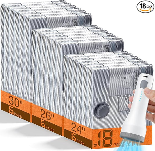 18 Pack Vacuum Storage Bags for Travel with Rechargeable Cordless Pump, Space Saver Bags for Clothes, Compression Packing Bags for Luggage and Suitcase, 18 Combo Size by lezecur