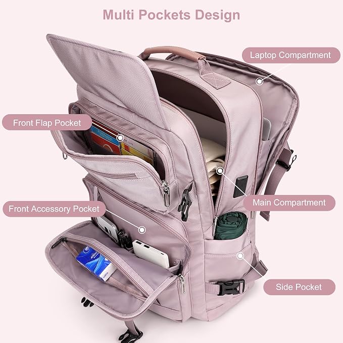 PIJUSHI Travel Backpack for Women, 3-In-1 Convertible Bag with Multi-Pocket | Carry On Luggage Duffle with 16" Laptop Compartment, Anti-Theft Back Pocket, USB Port for Daily, Airport - Image 8