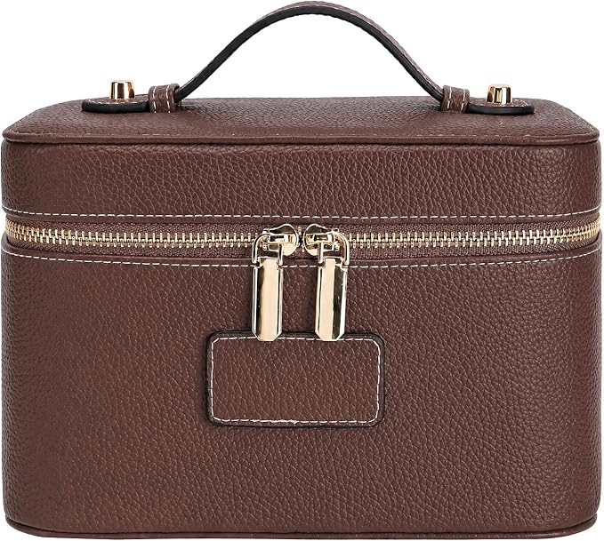 Makeup Case for Women, Leather Makeup Bag Cosmetic Case with Removable Divider, Large Capacity Waterproof Portable Travel Toiletry Make up Organizer Case by idoltimes
