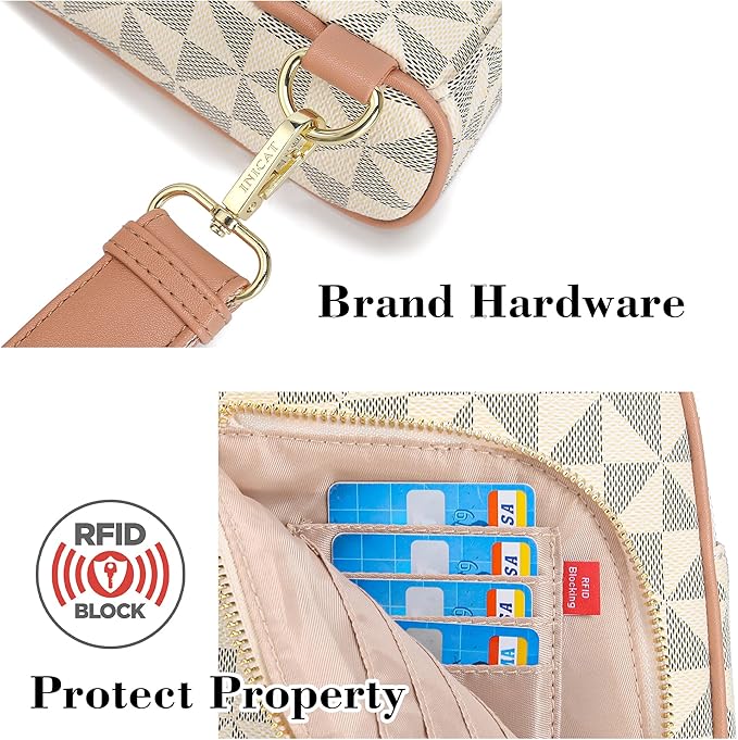 INICAT RFID Blocking Sling Bag,Anti Theft Crossbody Bags for Women,Travel Gifts Fanny Pack Cross Body Purses Woman Leather