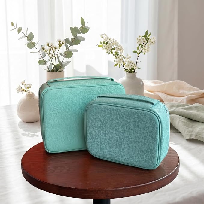 Luxury Genuine Cowhide Leather Cosmetic Organizer Bag – Large Capacity Makeup & Toiletry Travel Case with Compartment, Brush Holder for Women and Men - Image 4