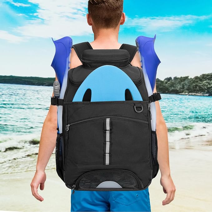 GOBUROS Swim Backpack for Swimmers, Swim Equipment Gear Bag for Men | Swimming Backpack with Additional PVC Transparent Bag for Workout Gear, Beach Pool Backpack for Swimming, Sports, Gym, Black - Image 5
