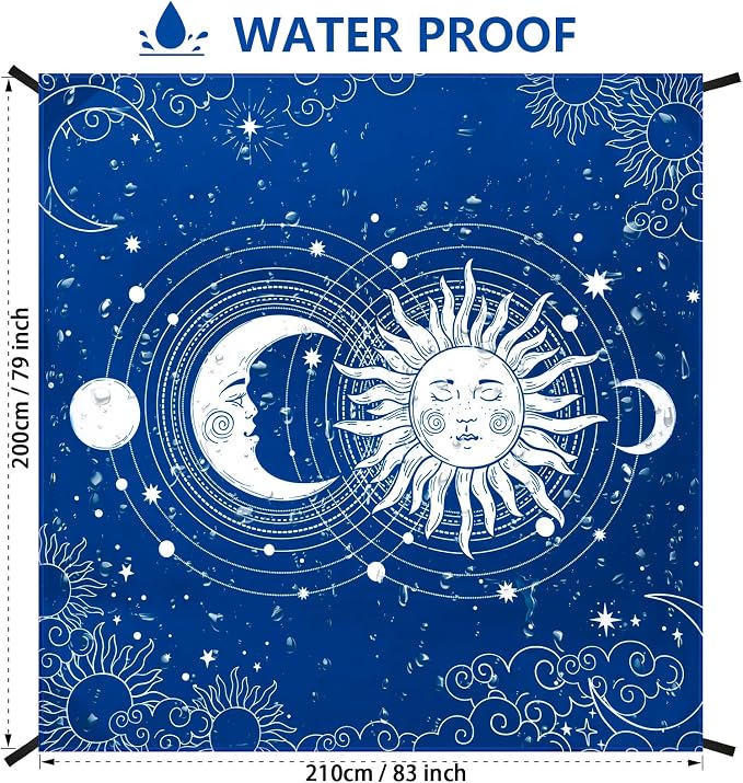 WIWIGO Beach Blanket Sandproof Extra Large Beach Mat Adults Waterproof Quick Drying Sand Free Mat Made by Premium Polyester with 4 Stakes & 4 Corner Pockets for Outdoor Travel Camping Hiking - Image 2