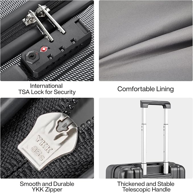Hanke 29 Inch Luggage Suitcases With Spinner Wheels Lightweight PC hardside Rolling Suitcase With Travel Lock, Checked-Large 29-Inch(Jet Black) - Image 7