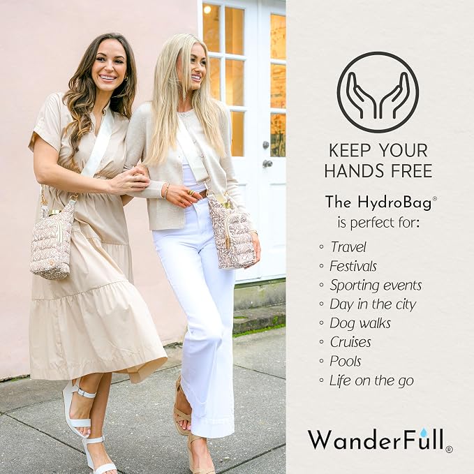 WanderFull® Original HydroBag®, Fits Up to 32 oz Water Bottle Holder with Strap, Gift for Women, Hands-Free Crossbody, Water Bottle Carrier Bag with Phone Pocket - Image 2
