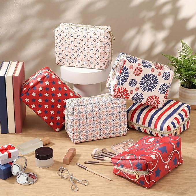 FoldTier 6 Pcs Star Makeup Bags Bulk for Women Travel Cosmetic Bag with Zipper Organizer Toiletry pouch 8.7 x 5.9 x 3.9 Inch Pencil Pouch for Back to School Party Favor - Image 5
