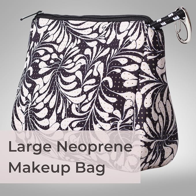 POPUPS Large Makeup Bag with Zipper - Waterproof Neoprene Cosmetic Bag 7.7 x 10.75 x 5 inches - Image 2