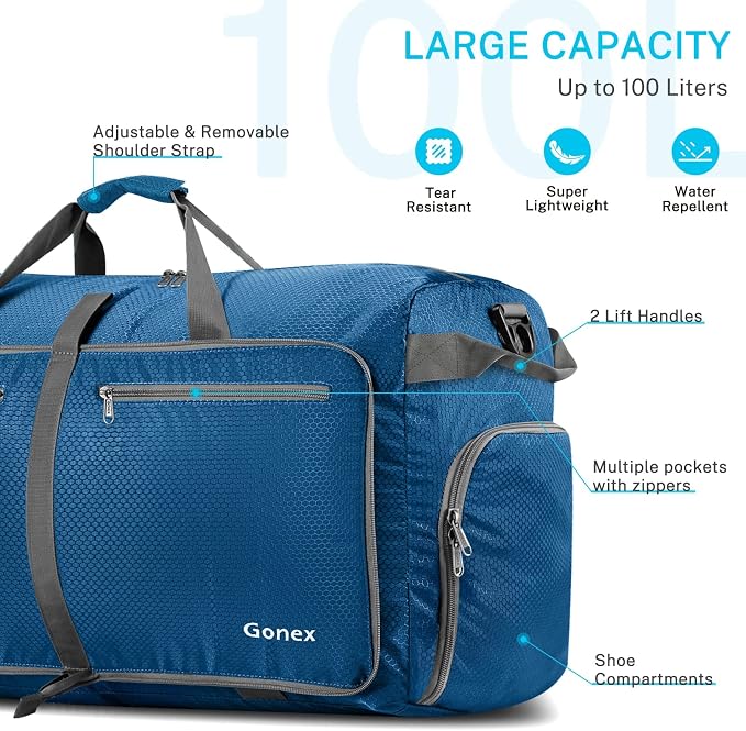 Gonex 100L Foldable Travel Duffel Bag with Compression Packing Cubes - Image 6