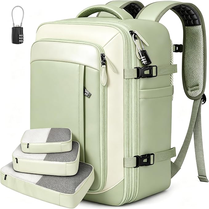 Vancropak Carry on Backpack for Airplane, Travel Backpack Fits 17.3" Laptop | Shoe Compartment, 3 Packing Cubes, 18x14x8 Travel Backpack, 40L Expandable Suitcase, Lightweight Anti Theft Weekender Bag - Image 8