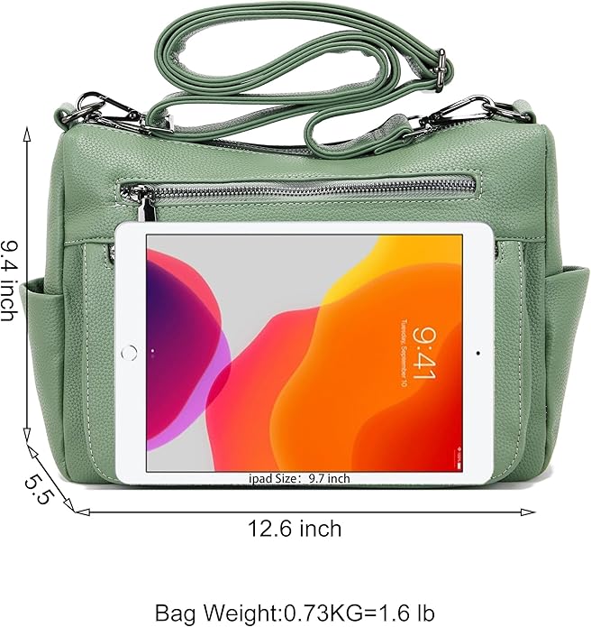 YZAOLL Large Crossbody Shoulder Bag for Women Vegan Leather Tote with Adjustable Wide Strap Work Purse with 10 Pockets