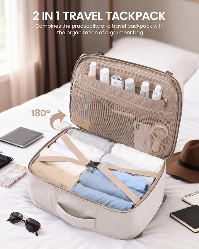 LOVEVOOK 50L Travel Backpack for Women Men with Garment Bag, Airline Approved Carry on Luggage Travel Essentials with 3 Packing Cubes, TSA Overnight Bags Weekender Essentials Backpacks fits 17" Laptop - Image 4