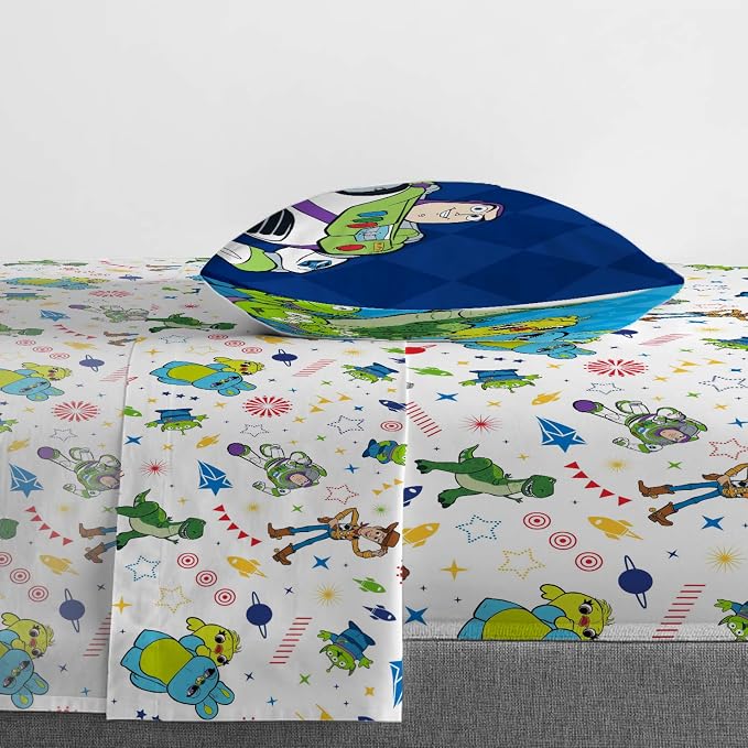 Disney Toy Story Buzz Woody Twin Comforter Set 4 Piece Kids Bedding, Blue | Jessie Rex, Bed in a Bag, Comforter Sheets Pillowcase, Official Product, Soft Microfiber, Machine Washable, Kids Gift - Image 5