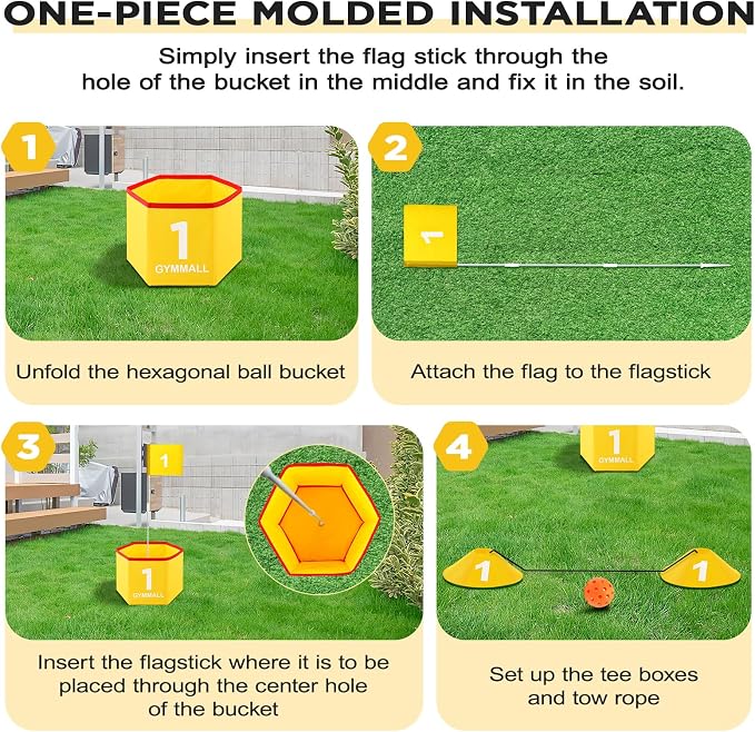 Backyard Golf Set for Kids, Adults and Family, Portable 6 Holes Golf Course with Balls, Flags and Carry Bag for Lawn, Park, Beach and Hotel - Yellow - Image 4