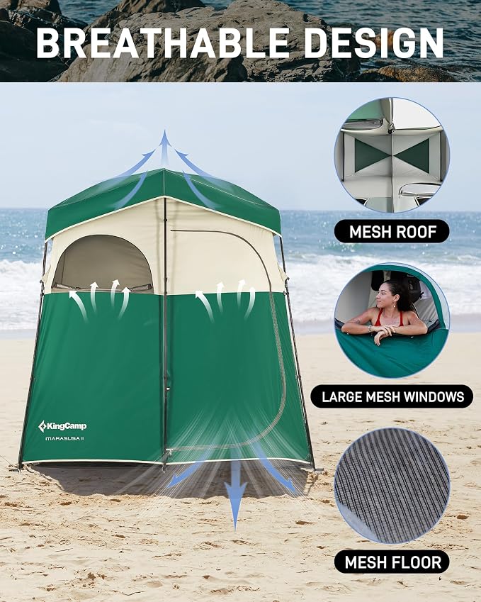 KingCamp Shower Tent, Portable Privacy Tent Outdoor Camping 1/2 Room Toilet Tents with Shower Bag & Dressing Room for Beach, Camping & Hiking - Image 4