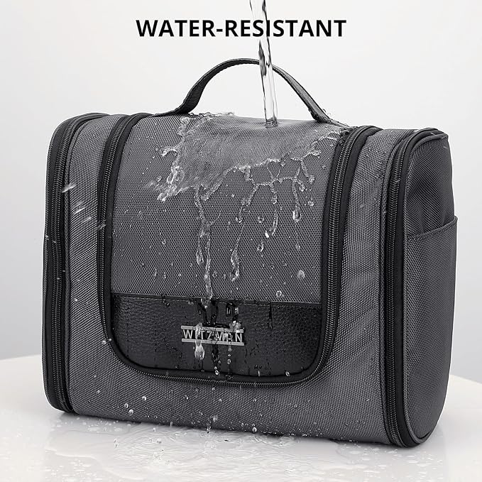 WITZMAN Toiletry Bag for Men Nylon Hanging Water-resistant Shaving Dopp Kit | With Dry-wet Separation Pocket, Multi-pockets for Organized Storage, Lightweight, For Travel, Bathroom, B690 Silvery Grey - Image 7