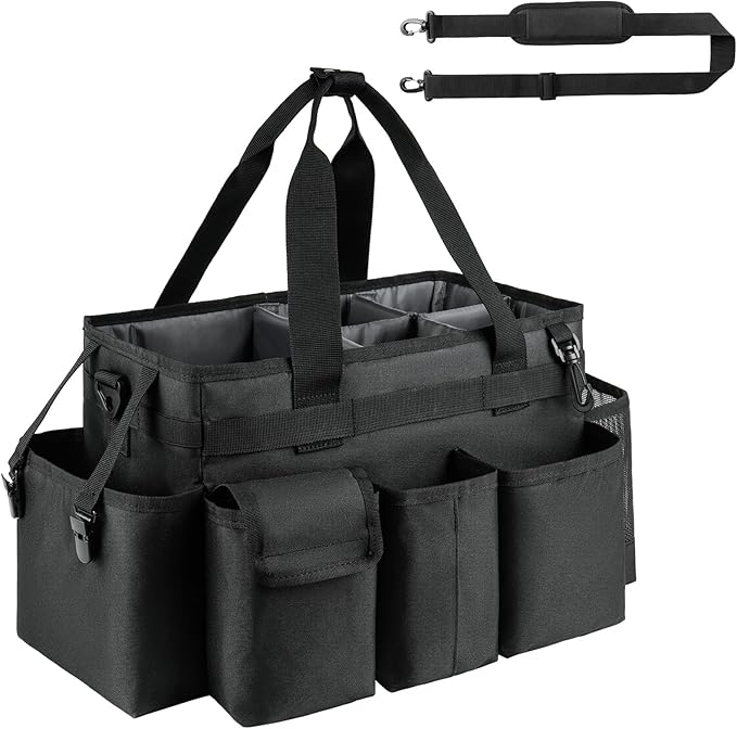 Cleaning Caddy,Cleaning Bag for Housekeepers,Cleaning Supplies Organizer with Handle,Black by ZIOZERTT