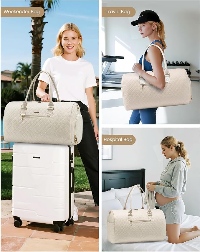LOVEVOOK Travel Duffle Bag, Weekender Bag for Women with Toiletry Bag, Carry on Overnight Bag with Shoe Compartment, Gym Duffel Bag with Wet Pocket, Mommy Hospital Bags for Labor and Delivery - Image 6