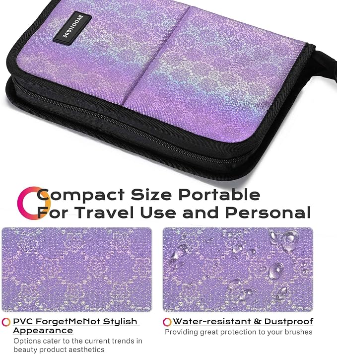 BYOOTIQUE Travel Makeup Brush Bag Foldable Holder Organizer Artist Pack 2 | Portable Stand-up Cosmetic Bag,Artist Storage with Multiple Pockets,Makeup Artist Brush Organizer - Image 2