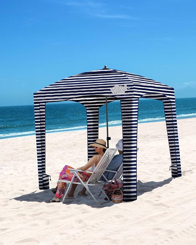 Qipi Beach Cabanas for Sand, Beach Canopy with Sandbags & Side Wall for Family, Easy Set Up Sun Shelter, UPF 50+ UV Protection with Roof Vent - Image 7