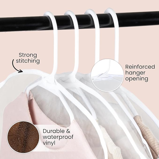 Handy Laundry Clear Vinyl Shoulder Covers - Set of 16 Garment Protectors Keep your Suits, Dresses, Blouses, & Dust Free - Protect and Store your Clothing while In and Out of Season - Image 2
