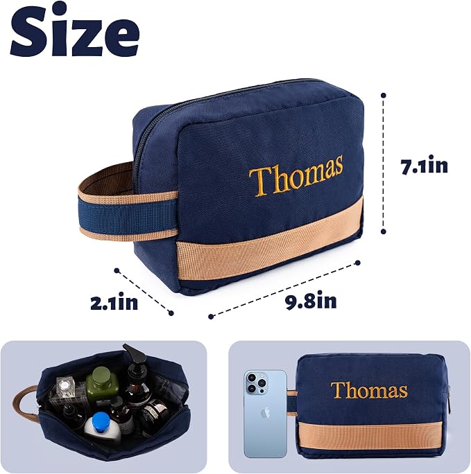 Travel Duffle Bag Set for Men Boys Personalized Weekender Overnight Bag with Embroidered Name - Custom Canvas Duffle Bag with Toiletry Bag and Shoe Compartment for Travel Trip Workout (Blue) - Image 5