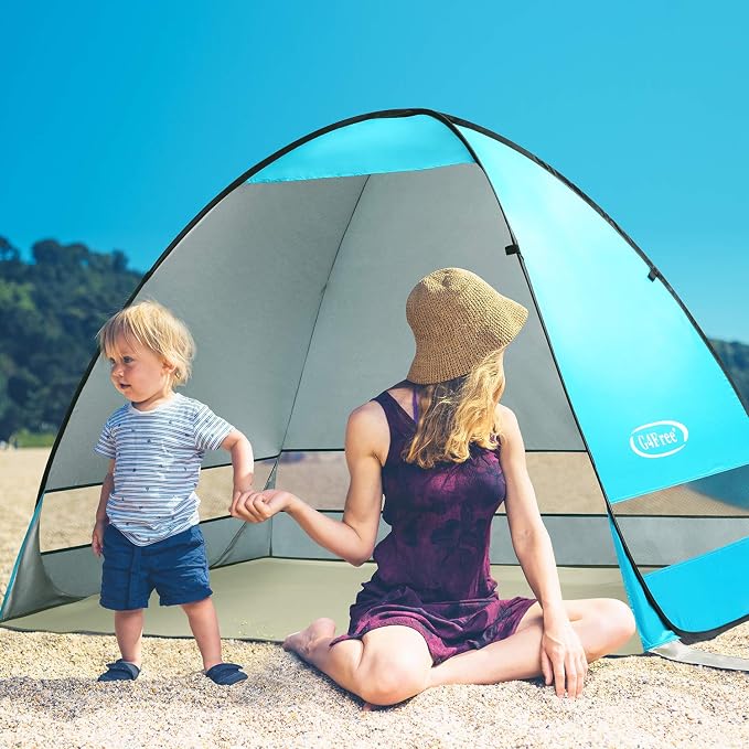 G4Free Large Pop up Beach Tent UPF50+ Automatic Sun Shelter Canopy Portable | Large Outdoor Cabana for 3-4 Person, UV Protection Sun Umbrella, Instant pop-up Design, made of 190T Silver Coated fabric - Image 7