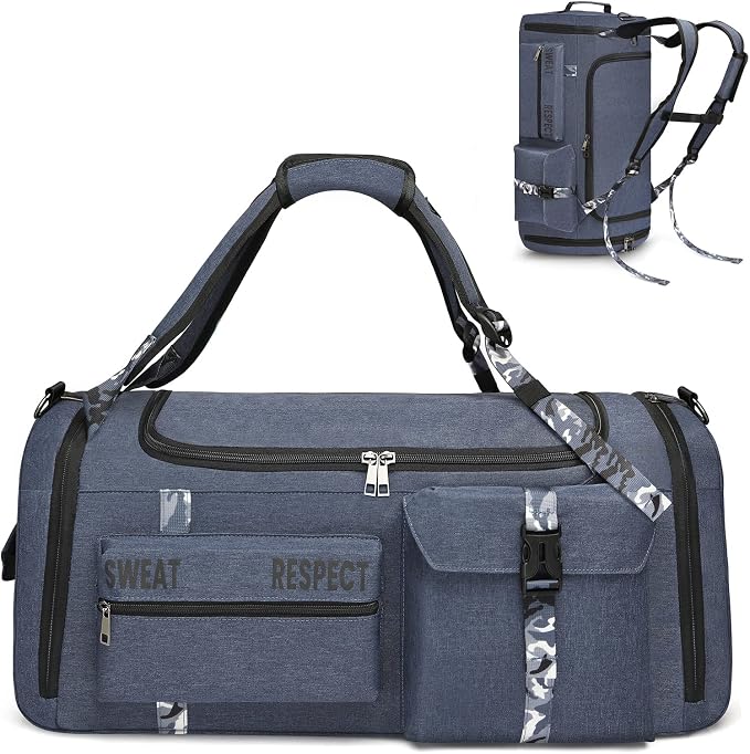 Gym Bags for Men Gym Duffle Bag Backpack 3-Way Sports Duffel Bags for Men with Shoe Compartment & Wet Pocket, Fitness Workout Training Bag, Blue by CicoRider