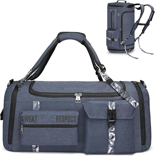 Gym Bags for Men Gym Duffle Bag Backpack 3-Way Sports Duffel Bags for Men with Shoe Compartment & Wet Pocket, Fitness Workout Training Bag, Blue by CicoRider