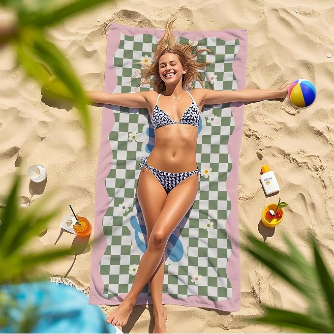 JML Personalized Beach Towel with Name, Custom Flower Beach Towel, Customized Microfiber Pool Towel, Quick Dry & Absorbent Swim Towel for Adult,Anniversary, Birthday, Summer Holiday,Vacation - Image 7