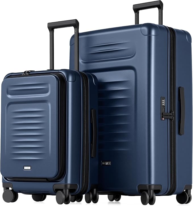 Coolife Luggage Sets Checked Suitcases - 2 Piece, Travel Carry on with Spinner Wheels, Expandable Hardside Large Suitcase with TSA Lock,20+29 Inch Blue by COOLIFE