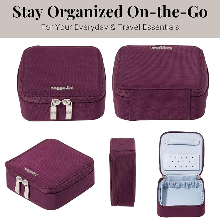Baggallini Travel Jewelry Box - Lightweight 4.7”x4.7”x1.9” Travel Jewelry Case - Image 4
