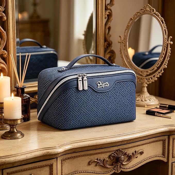 BOYATU Travel Makeup Bags for Women: Vintage Roman Column Texture | Each Journey, Quiet Luxury Serenity - 3 Pcs Set Large Capacity Cosmetic Bag Organizer Toiletry Purse 50% Extra Storage - Image 8