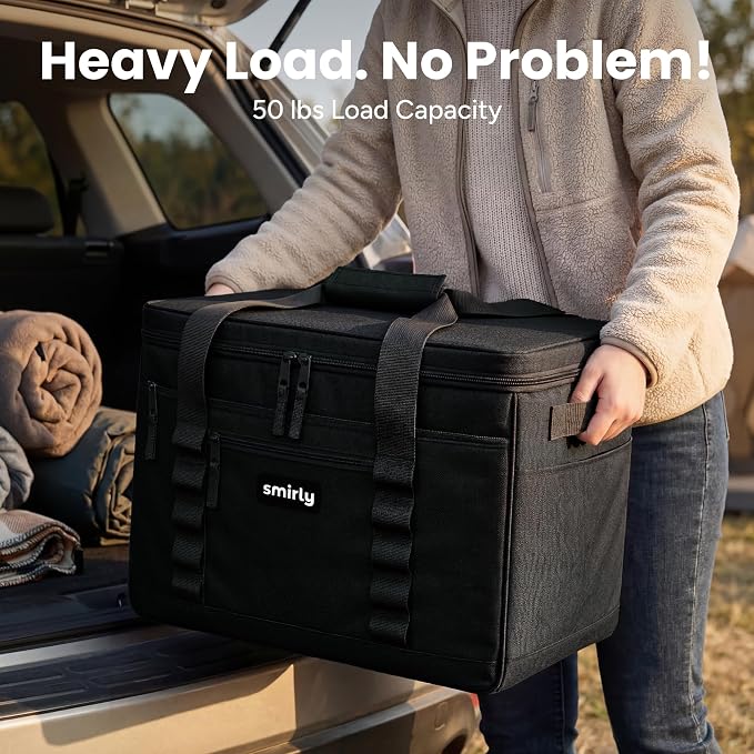 SMIRLY 48 Cans Soft Cooler Bag, Large Collapsible Leakproof Ice Chest | Portable Cooler with Multiple Pockets, Padded Handle and Wipe-Clean Lining for Camping, Beach, Travel, Picnic, Grocery, Car - Image 5