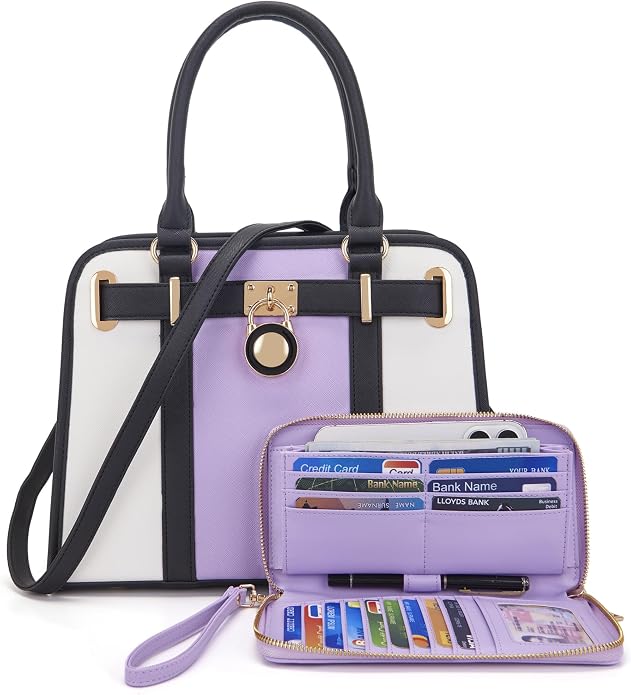 Qiyuer Structured Satchel Tote Handbags Set Women Purses with RFID Wallet | Premium, Sturdy, Spacious, Chic for Daily & Work, Vegan PU Leather, Multi-way Carry, Large Capacity RFID Wallet, Ideal Gift - Image 6