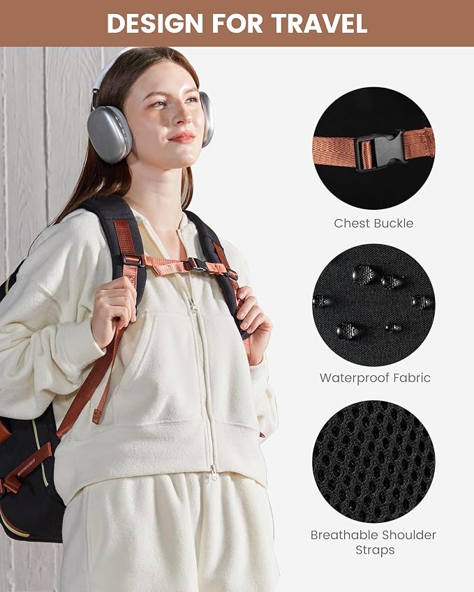 LOVEVOOK 40L Travel Backpack for Women & Men - 17.3 Inch Carry On Backpack & Personal Item Backpack for Airlines, Spacious and Durable Design, with 3 Packing Cubes - Image 7