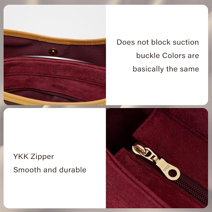Doxo Velvet Purse Organizer Insert for LV Carryall MM, Carryall Bag Organizer Insert with Zipper Closure & YKK Zipper Pocket, Luxury Handbag Tote Lining Bag Shapers for Women (Burgundy, MM) - Image 6