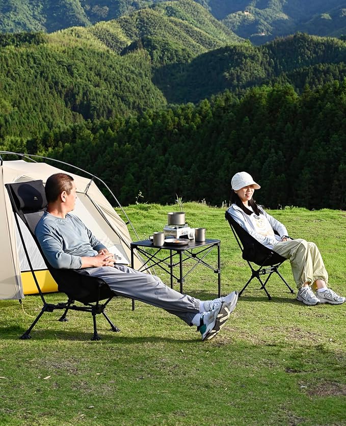 iClimb Lightweight Stable Alu. Folding Square Table Roll Up Top with Carry Bag for Camping Picnic Backyards BBQ Camp Kitchen (Nature, M) - Image 6