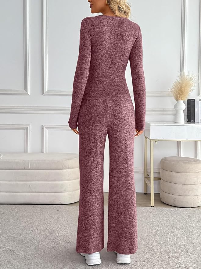 LILLUSORY Womens 2 Piece Matching Lounge Sets 2026 Fall Fashion Outfits | Long Sleeve Top & Drawstring Wide Leg Pants with Pockets, Workout Gym Comfort Sweat Suit, Travel Airport Vacation Clothing - Image 4