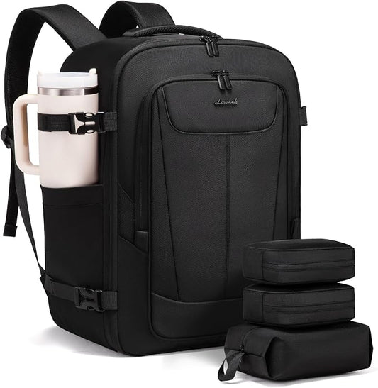LOVEVOOK Travel Backpack for Men Women, 35L Carry on Backpack Flight Approved with 3 Packing Cubes, Large Personal Item Bag Fits 15.6 inch Laptop for Business Trip Weekender, Overnight Daypack, Black by LOVEVOOK