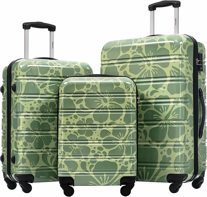 Merax Luggage Sets 3 Piece, Hardside Suitcase Set with Spinner Wheels | Lightweight 20+24+28 IN Suitcase with Carry on Luggage, Green by Merax