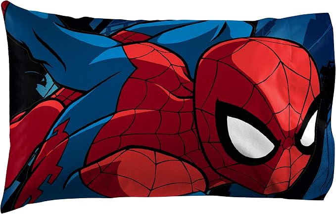 Jay Franco Kids Sheet Set with Fitted, Flat Sheets & Pillow Cover - Ultra-Soft Bedding with Pillowcase for Room Decor, White - Spiderman, 4 Piece Full - Image 2