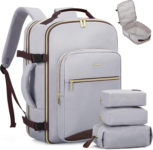 LOVEVOOK 40L Travel Backpack Flight Approved Carry on Backpack,3 Packing Cubes,Waterproof Personal Item Travel Bag,TSA Carry on Luggage Suitcase Travel Essentials,Gifts for Women & Men,fits 17" Laptop by LOVEVOOK