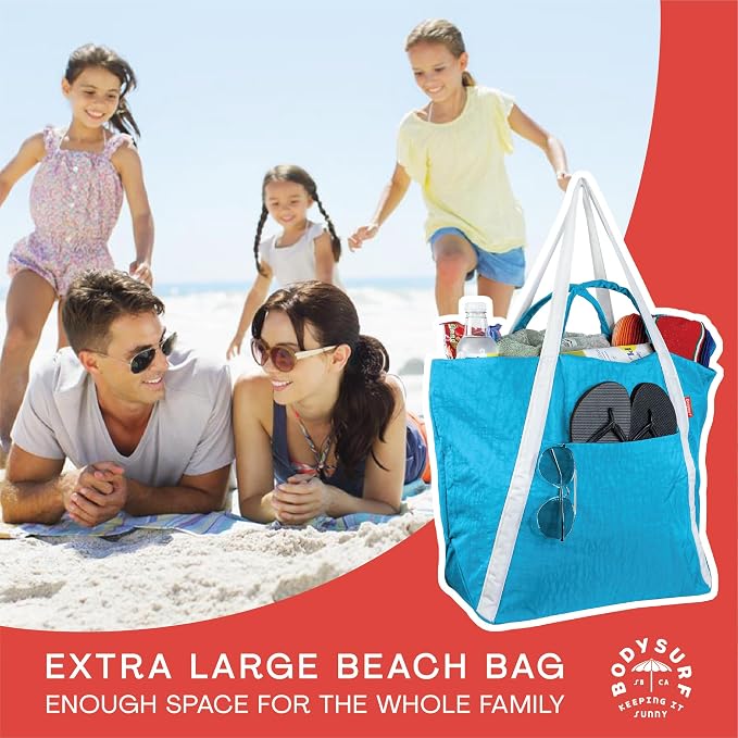 Bodysurf Beach Bag Waterproof Sandproof, Foldable Packable Travel Zip Tote - Image 9